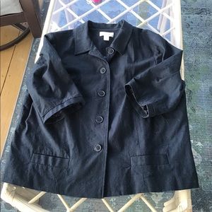 CJ Banks navy blue button down jacket plus size